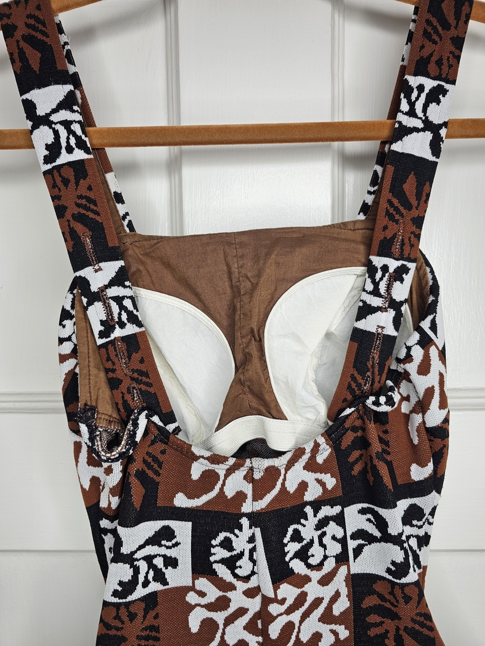 VTG 50s Kerrybrooke Abstract Print Knit Swimsuit - Picture 4 of 11
